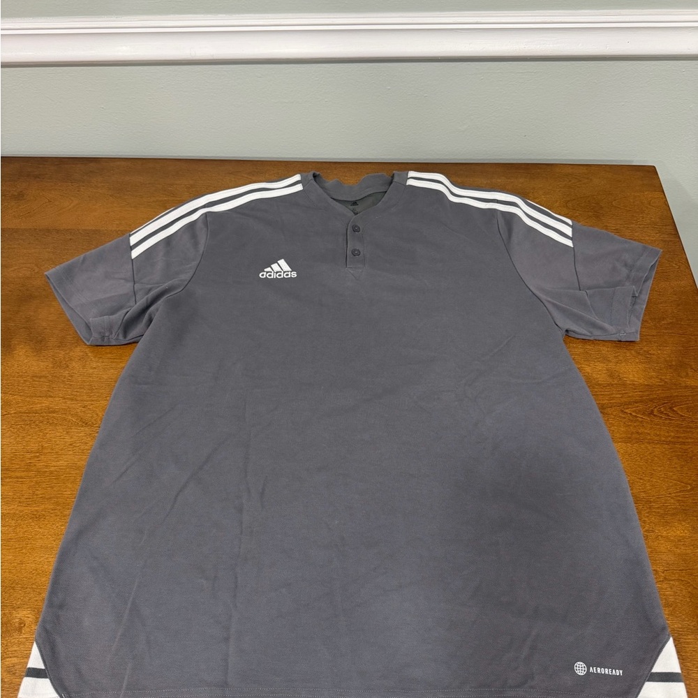 Adidas Dark Gray Polo Shirt with White Accents